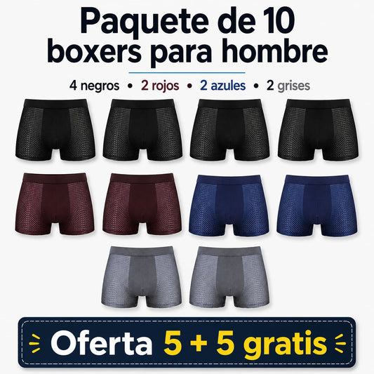 Kit 10 bóxers de fibra de bambú - Paga 5 y llévate 10