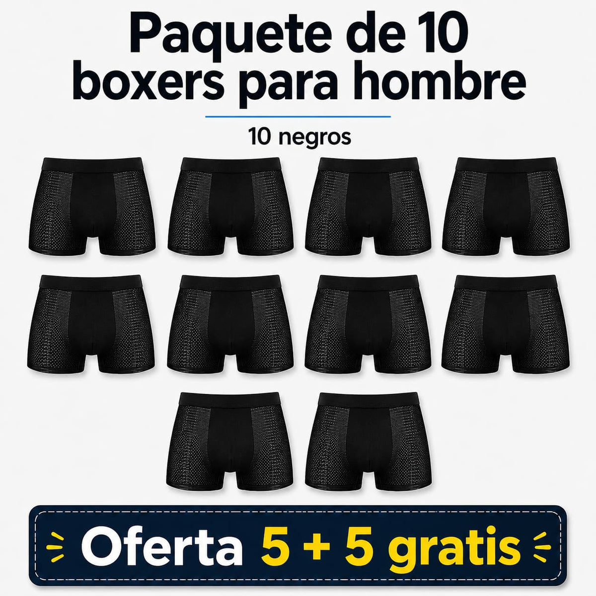 Kit 10 bóxers de fibra de bambú - Paga 5 y llévate 10